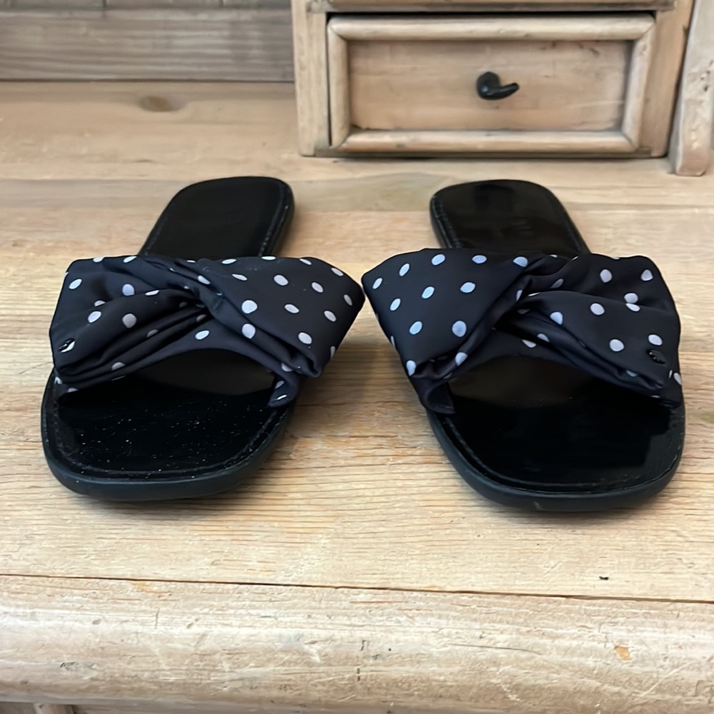 Kate Spade “Bikini” Sandals Slides Polka Dot Bow Neoprene Size 8 - Picture 3 of 10